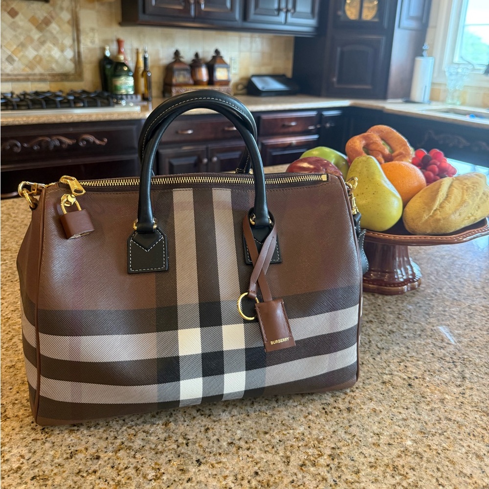 Burberry Checkered Brown and Black Handbag